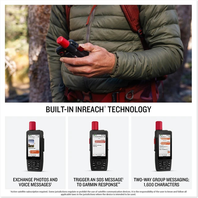 Alt view image 5 of 7 - Garmin GPSMAP H1i Plus, Premium GPS Handheld Navigator with inReach Plus Technology to Share Texts, Photos, Voice Memos and SOS Off-Grid, Touchscreen and Buttons, Long Battery Life, Preloaded Maps