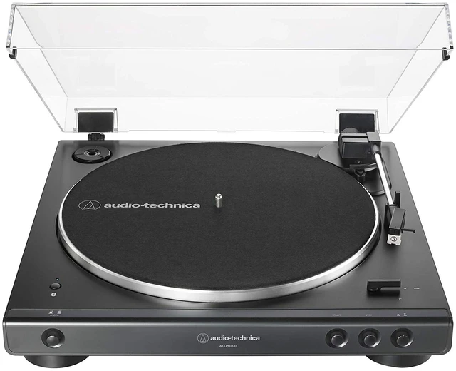 Alt view image 6 of 6 - Audio-Technica AT-LP60XBT-BK Fully Automatic Bluetooth Belt-Drive Stereo Turntable, Black, Hi-Fi, 2 Speed, Dust Cover, Anti-Resonance, Die-cast Aluminum Platter