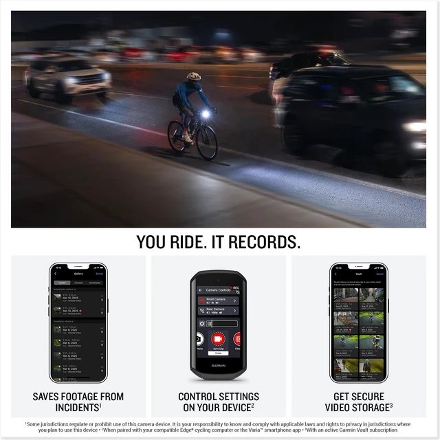 Alt view image 4 of 5 - Garmin Varia Vue Cycling Headlight and 4k Camera, Light Intensity up to 600 Lumens, Crystal-Clear Video Recording, Incident Detection While Cycling