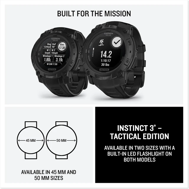 Alt view image 6 of 7 - Garmin Instinct 3, 50mm, Solar, Tactical Edition, Air Pro TWS Wireless EarBuds, Bundle