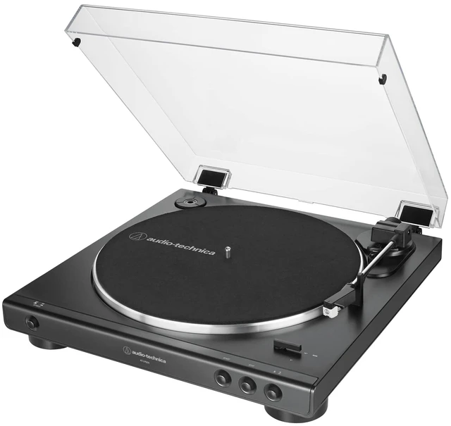 Alt view image 6 of 6 - Audio-Technica At-LP60X-BW Fully Automatic Belt-Drive Stereo Turntable, Hi-Fi, 2 Speed, Dust Cover, Anti-Resonance, Die-Cast Aluminum Platter Brown