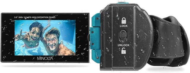 Alt view image 5 of 7 - Minolta MN4K300WP 4K Ultra HD / 56 MP Waterproof Camcorder - Blue - Bundle