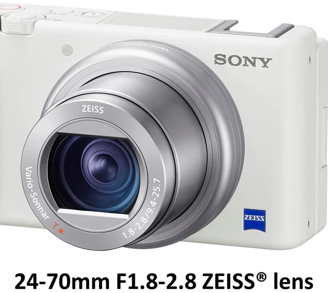 Alt view image 6 of 7 - Sony ZV-1 Digital Camera (White) + 64GB Card + Case + Extra Battery + Software