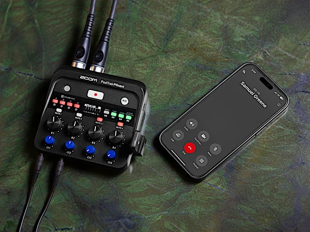 Alt view image 4 of 5 - Zoom PodTrak P4next Podcast Recorder, Battery Powered, 4 Microphone Inputs, 4 Headphone Outputs, AI Noise Reduction, Tone & COMP Effects, Phone Input, Sound Pads, Record to SD, Audio Interface Mode