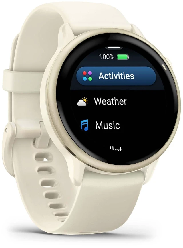 Alt view image 3 of 4 - Garmin vívoactive® 6, Health and Fitness GPS Smartwatch, AMOLED Display, Up to 11 Days of Battery, Lunar Gold with Bone Band