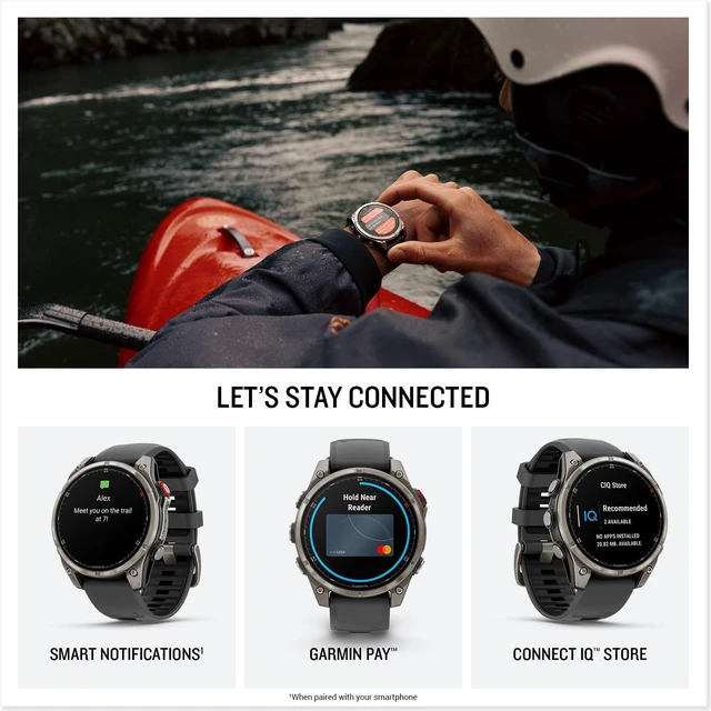 Alt view image 5 of 7 - Garmin Fenix 8 Pro 47mm, AMOLED Display GPS Smartwatch, Sapphire, Titanium Bundle