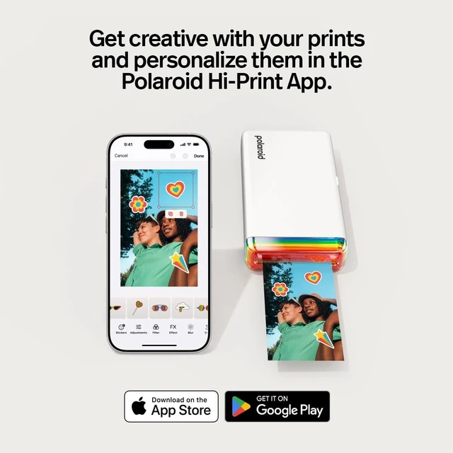 Alt view image 4 of 4 - Polaroid Hi-Print - 2nd Generation Bluetooth Connected 2x3 Pocket Photo Dye-Sub Printer - Black Printer Only (9129)
