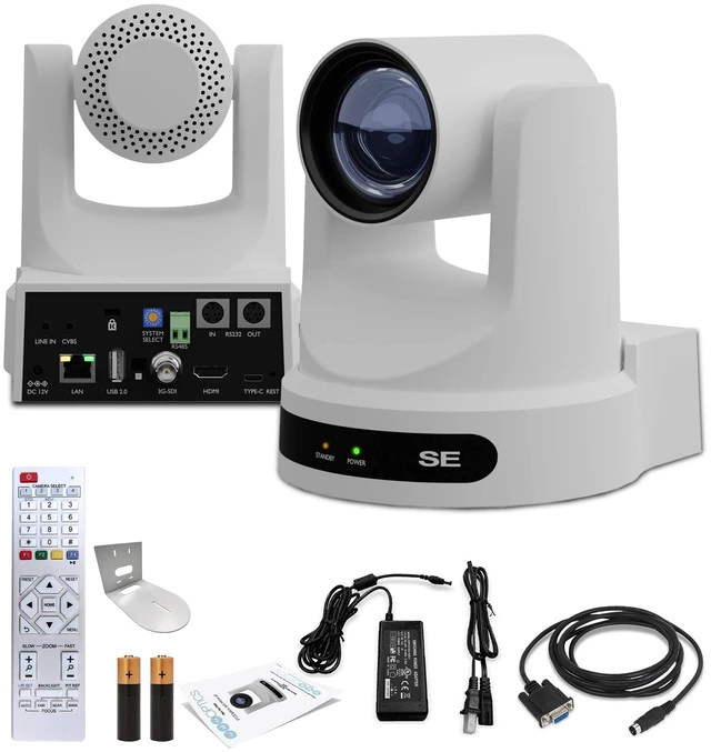 Alt view image 6 of 6 - PTZOptics Move SE PTZ Camera with 12x Optical Zoom (White) + Wall Mount (White)