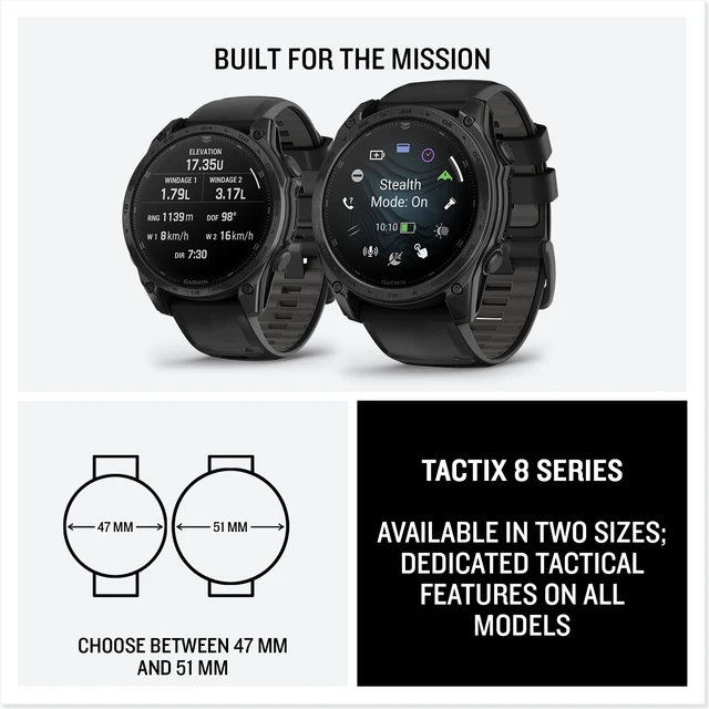 Alt view image 7 of 7 - Garmin tactix® 8 47mm, AMOLED Display, Premium Tactical GPS Smartwatch, Includes Applied Ballistics Ultralight Solver