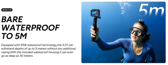 Alt view image 7 of 7 - SJCAM SJ11 Active 4K 30FPS 5M Body Waterproof Action Camera 6-Axis Gyro Stabilization 2.33 Touch Screen 2.4G & 5GHz Dual WiFi Supports Live Streaming