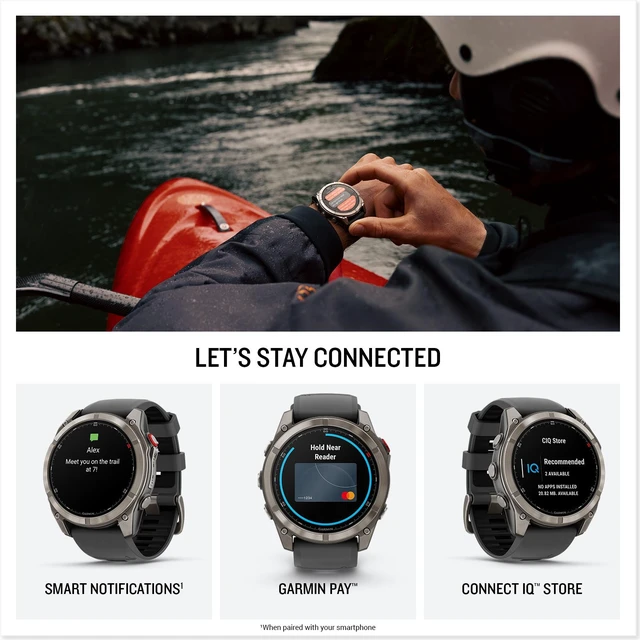Alt view image 5 of 7 - Garmin Fenix 8 Pro 51mm, AMOLED Display, GPS Smartwatch, Sapphire, Titanium Bundle