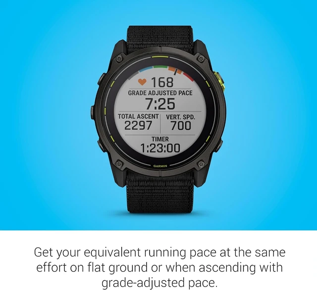 Alt view image 6 of 6 - Garmin Enduro 3 - 51 mm, Solar, Sapphire, Ultraperformance GPS Smartwatch, Extreme Battery Life, Detailed Mapping, Built-in LED Flashlight, Carbon Gray DLC Titanium with Black UltraFit Nylon Strap