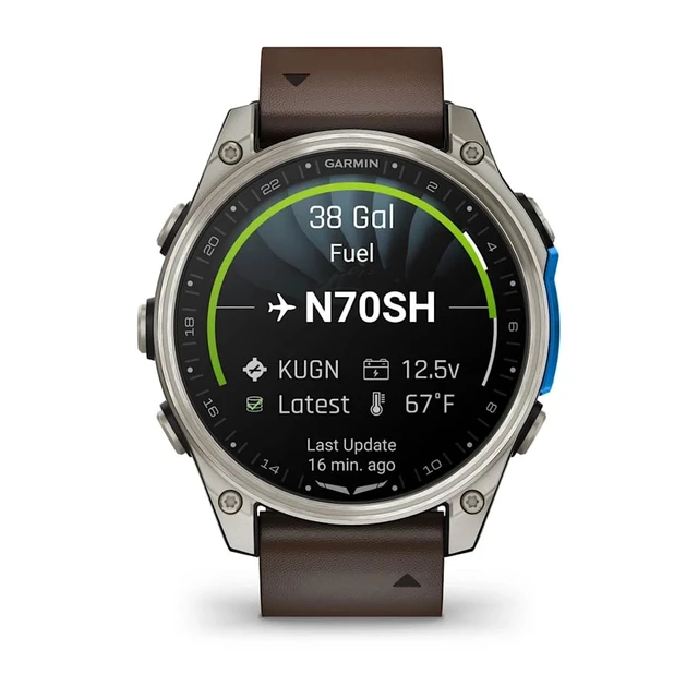 Alt view image 4 of 5 - Garmin D2 Mach 2, 47mm Touchscreen Aviator Smartwatch with GPS Moving Map, Aviation Weather, Health and Wellness Features, Flashlight, and More Oxford Brown Leather Band