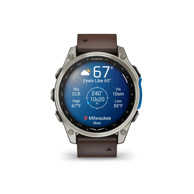 Alt view image 5 of 5 - Garmin D2 Mach 2, 47mm Touchscreen Aviator Smartwatch with GPS Moving Map, Aviation Weather, Health and Wellness Features, Flashlight, and More Oxford Brown Leather Band