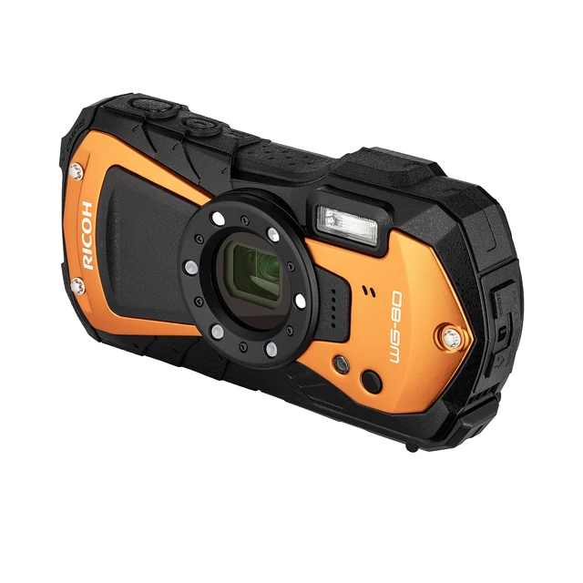 Alt view image 5 of 7 - Ricoh WG-80 Waterproof Digital Camera (Orange) with Accessories