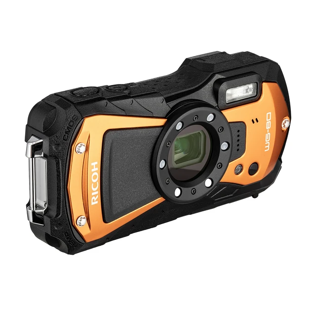 Alt view image 6 of 7 - Ricoh WG-80 Waterproof Digital Camera (Orange) with Accessories