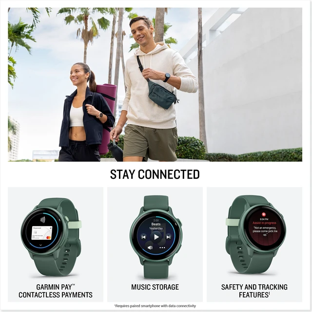 Alt view image 5 of 7 - Garmin Vivoactive 6 Smartwatch Metallic Jasper Green with Jasper Green Band