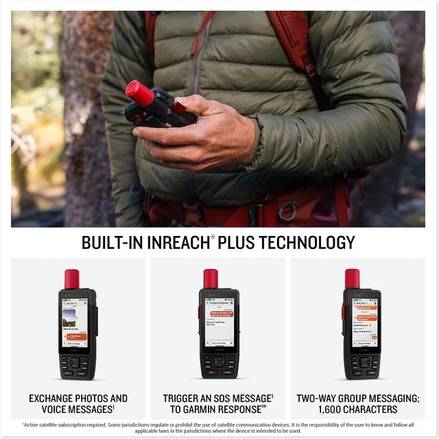 Alt view image 4 of 5 - Garmin® GPSMAP® H1i Plus, Premium GPS Handheld Navigator with inReach® Plus Technology to Share Texts, Photos, Voice Memos and SOS Off-Grid, Touchscreen and Buttons, Long Battery Life, Preloaded Maps