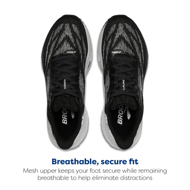 Alt view image 4 of 5 - Brooks Mens Launch 11 Neutral Running Shoe - Black/White - 8 Medium