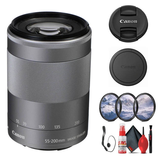 Alt view image 6 of 6 - Canon EF-M 55-200mm f/4.5-6.3 IS STM Lens (Silver) (1122C002) + Filter Kit Bundle (International Version)