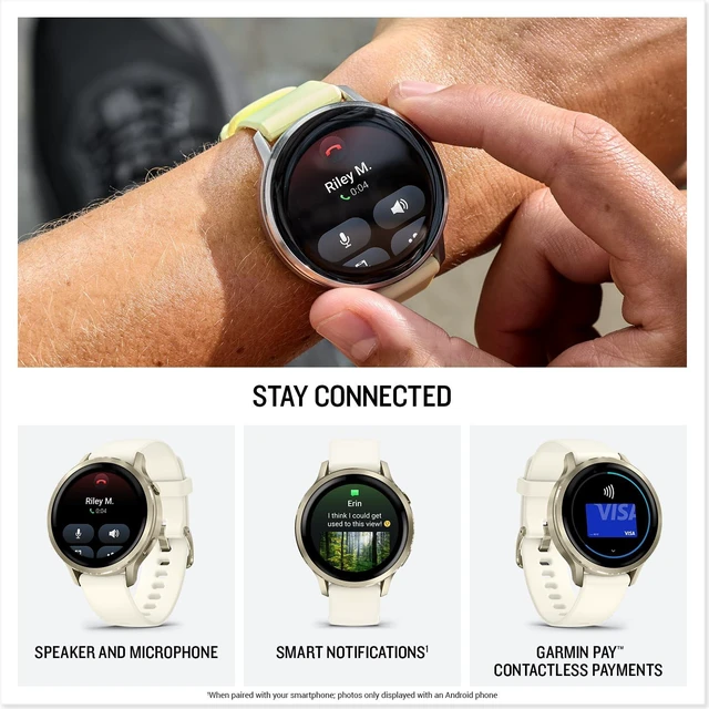 Alt view image 4 of 5 - Garmin Venu® 4, 41mm, Advanced Health and Fitness GPS Smartwatch, Bright and Colorful Display, Built-in Flashlight, 10 Days of Battery Life, Lunar Gold with Bone Silicone Band