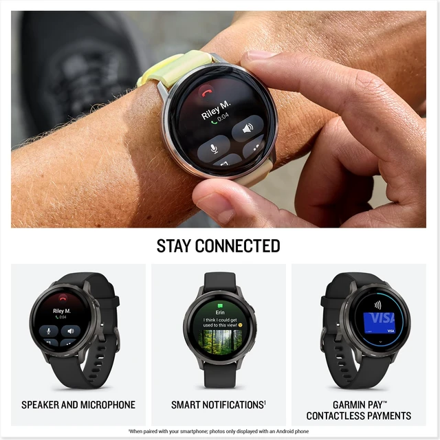 Alt view image 4 of 5 - Garmin Venu® 4, 41mm, Advanced Health and Fitness GPS Smartwatch, Bright and Colorful Display, Built-in Flashlight, 10 Days of Battery Life, Slate with Black Silicone Band