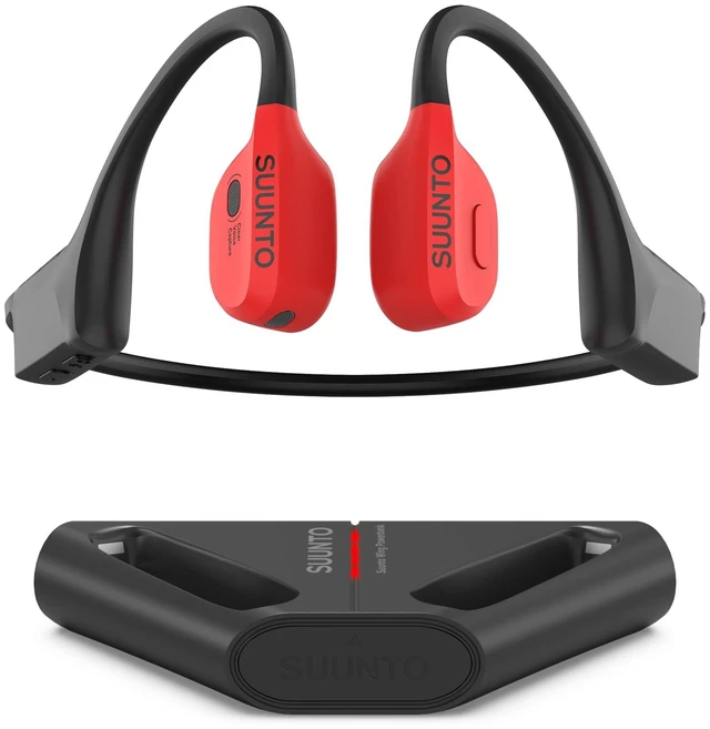 Alt view image 6 of 6 - SUUNTO Wing Open-Ear Bone Conduction Headphone, Bluetooth Wireless Sport Headphone w/Head Movement Control, Built-in HD Mic, IP67 Sweatproof, Safety Lights, 10H Playtime & 20H w/Charging Stand, Red