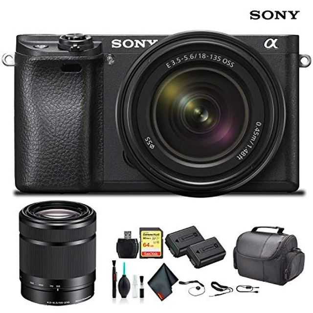Alt view image 6 of 6 - Sony Alpha a6300 Mirrorless Camera with 18-135mm Lens Black ILCE-6300M/B With Sony 55-210mm Lens, Soft Bag, Additional Battery, 64GB Memory Card, Card Reader , Plus Essential Accessories