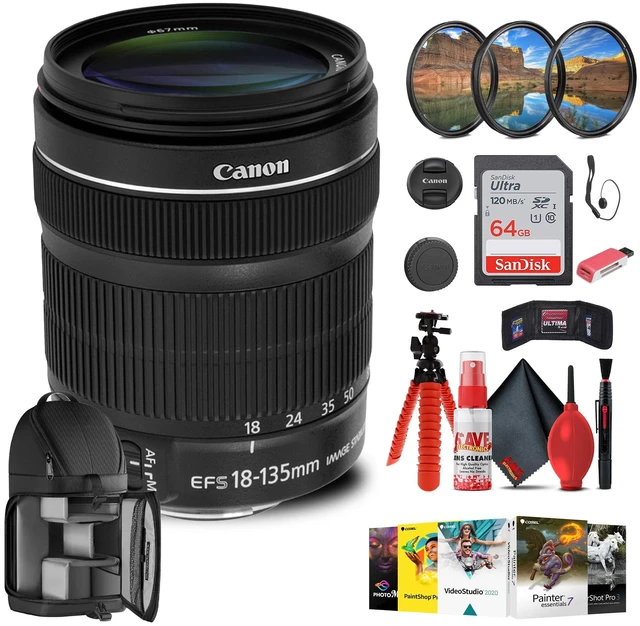 Alt view image 5 of 5 - Canon EF-S 18-135mm f/3.5-5.6 IS STM Lens with 64GB Extreme Pro Card + More