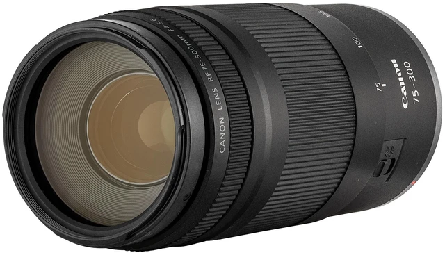 Alt view image 7 of 7 - Canon RF 75-300mm F4-5.6 Lens + 58mm 3 PC Filter Kit + Large Lens Case + More (Bundle)
