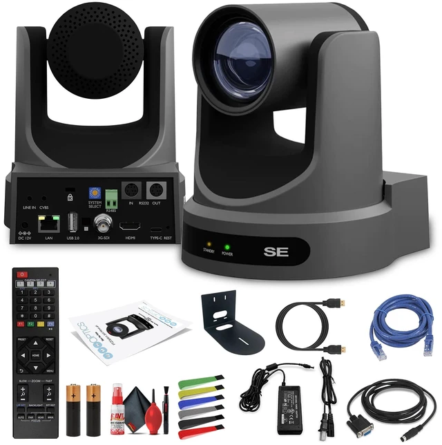 Alt view image 6 of 6 - PTZOptics Move SE PTZ Camera with 20x Optical Zoom (Gray) (PT20X-SE-GY-G3) + Universal Wall Mount (Black)