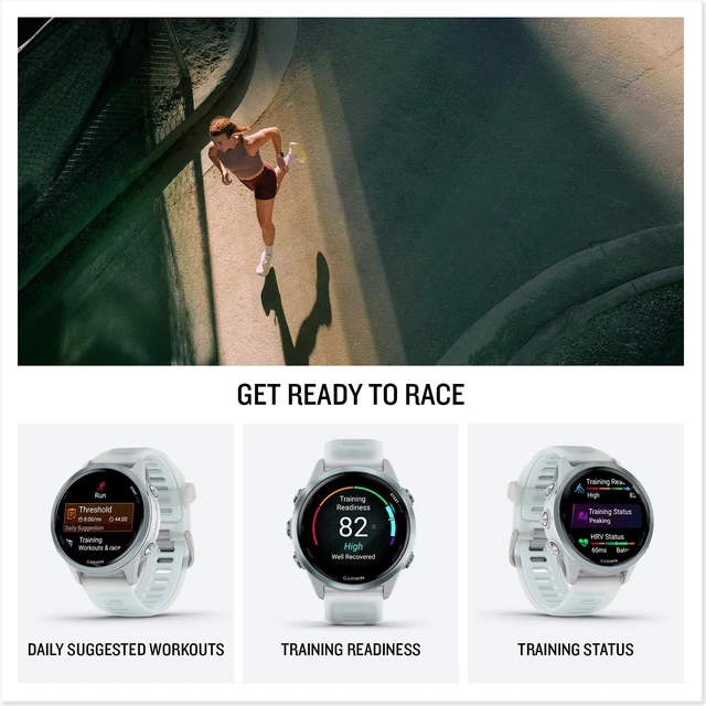 Alt view image 4 of 5 - Garmin® Forerunner® 570, 42mm, Advanced GPS Running and Triathlon Smartwatch, AMOLED Display, Training and Recovery Features, Cloud Blue Aluminum with Translucent Whitestone/Cloud Blue Band