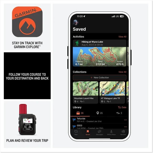 Alt view image 12 of 12 - Garmin INRCHMINIPLS inReach Mini 3 Plus Compact SOS Satellite Communicator - Black/Red