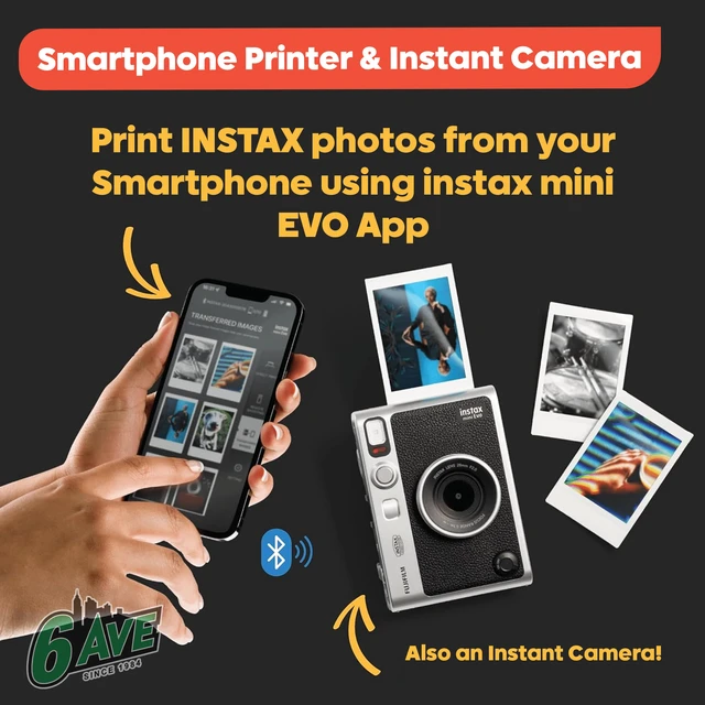 Alt view image 6 of 7 - Fujifilm Instax Mini EVO Instant Film Camera (Black) with 40 Films + 32GB Card