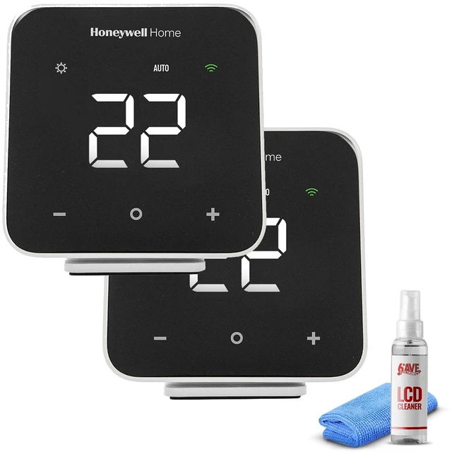 Alt view image 5 of 5 - 2-Pack Honeywell D6 Pro Wi-Fi Ductless Controller Black + LCD Cleaner