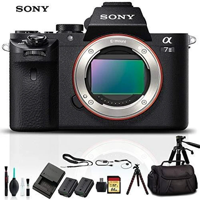 Alt view image 6 of 6 - Sony Alpha a7 II Mirrorless Camera ILCE7M2/B With Soft Bag, Tripod, Additional Battery, 64GB Memory Card, Card Reader , Plus Essential Accessories