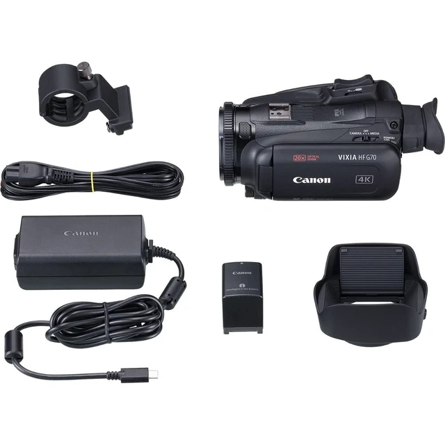 Alt view image 5 of 9 - Canon VIXIA HF G70 Camcorder 1/2.3" 4K UHD CMOS Sensor 20x Optical Zoom, 800x Digital Zoom, Image Stabilization, HDMI, USB Live Streaming, Time Stamp On-Screen Display Recording