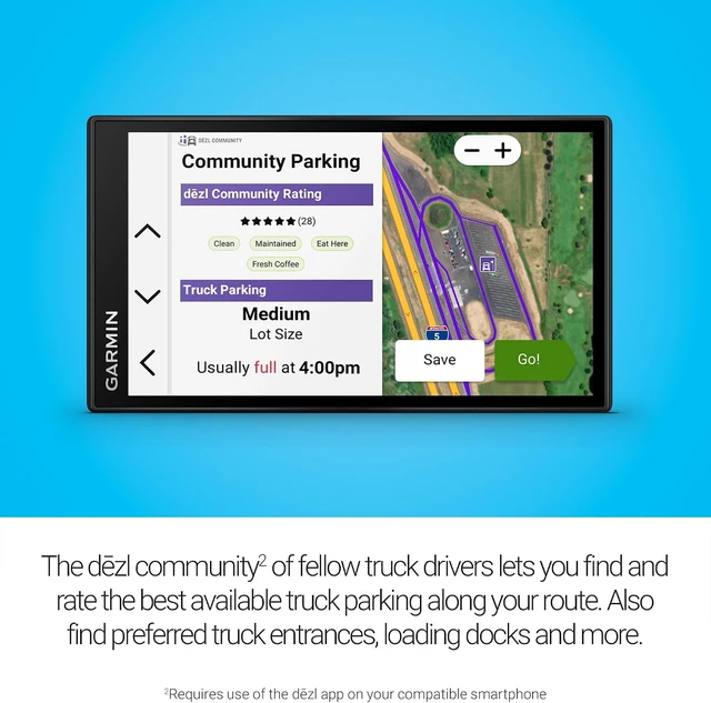 Alt view image 5 of 6 - Garmin dzl OTR620, High-Res 6 GPS Truck Navigator, Custom Truck Routing, Satellite Imagery, Wind Speed, Community-Shared Loading Docks, Truck Entrances & Parking Availability, Popular Truck Paths