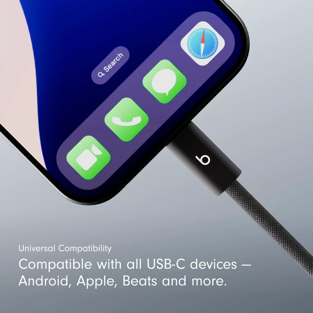 Alt view image 5 of 5 - Beats 240W USB-C to USB-C Braided Cable, Fast Charging, Durable/Tangle Free, Compatible with Apple and Android Devices (3 m/10 ft) - Bolt Black