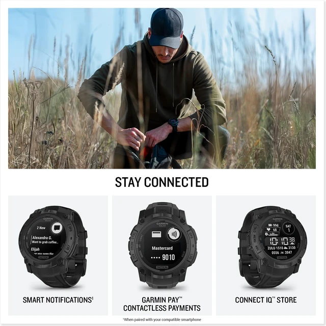 Alt view image 5 of 6 - Garmin Instinct® 3 Tactical Edition, 45mm, Solar Charged Display, Rugged Outdoor GPS Smartwatch