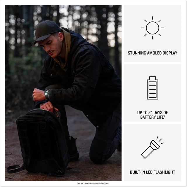 Alt view image 6 of 6 - Garmin Instinct® 3 Tactical Edition, 50mm, AMOLED Display, Rugged Outdoor GPS Smartwatch