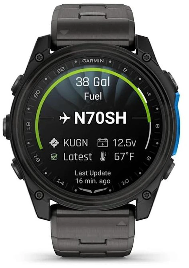 Alt view image 4 of 5 - Garmin D2 Mach 2, 51mm Touchscreen Aviator Smartwatch with GPS Moving Map, Aviation Weather, Health and Wellness Features, Flashlight, and More Carbon Gray DLC Titanium with Vented Bracelet