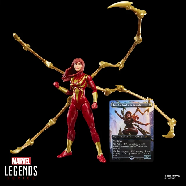 Alt view image 4 of 5 - Spider-Man Marvel Legends Series Magic: The Gathering Mary Jane Watson (Iron Spider), 6-Inch Action Figure & Exclusive Foil Collectible Card Game Trading Card