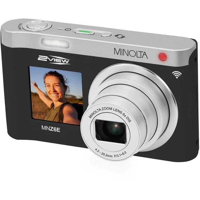 Alt view image 5 of 7 - Minolta MNZ6E Dual Screen Digital Camera (Black), 64MP Digital Camera, 4K UHD Video, 6x Optical Zoom, Dual LCD Screens, + More