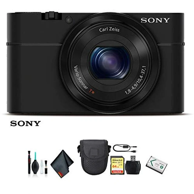 Alt view image 6 of 6 - Sony Cyber-shot DSC-RX100 Camera DSCRX100/B With Soft Bag, 64GB Memory Card, Card Reader , Plus Essential Accessories