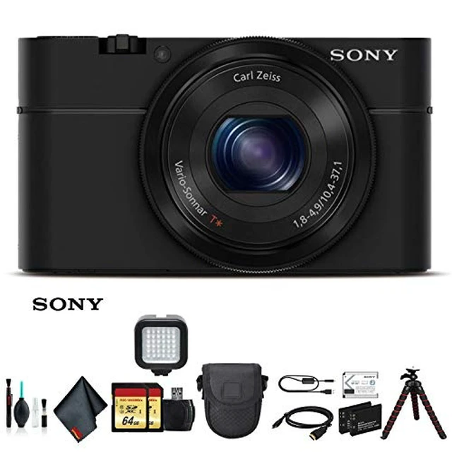 Alt view image 6 of 6 - Sony Cyber-shot DSC-RX100 Camera DSCRX100/B With Soft Bag, Tripod, 2x Extra Batteries, LED Light, 2x 64GB Memory Card, Card Reader , Plus Essential Accessories