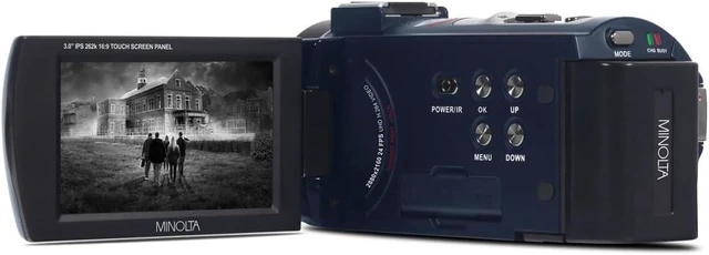 Alt view image 9 of 14 - Minolta MN4K25NV 4K Ultra HD 30MP 3" Touchscreen Camcorder with Night Vision, Blue