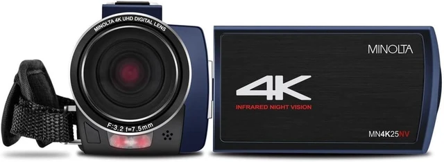 Alt view image 12 of 14 - Minolta MN4K25NV 4K Ultra HD 30MP 3" Touchscreen Camcorder with Night Vision, Blue