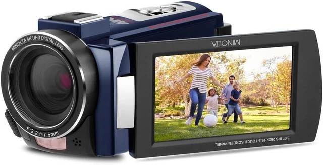 Alt view image 13 of 14 - Minolta MN4K25NV 4K Ultra HD 30MP 3" Touchscreen Camcorder with Night Vision, Blue