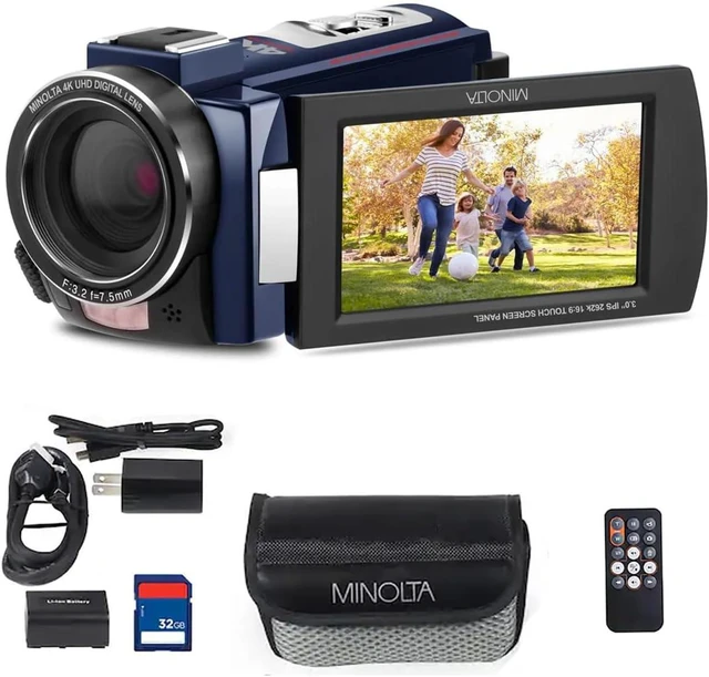 Alt view image 14 of 14 - Minolta MN4K25NV 4K Ultra HD 30MP 3" Touchscreen Camcorder with Night Vision, Blue